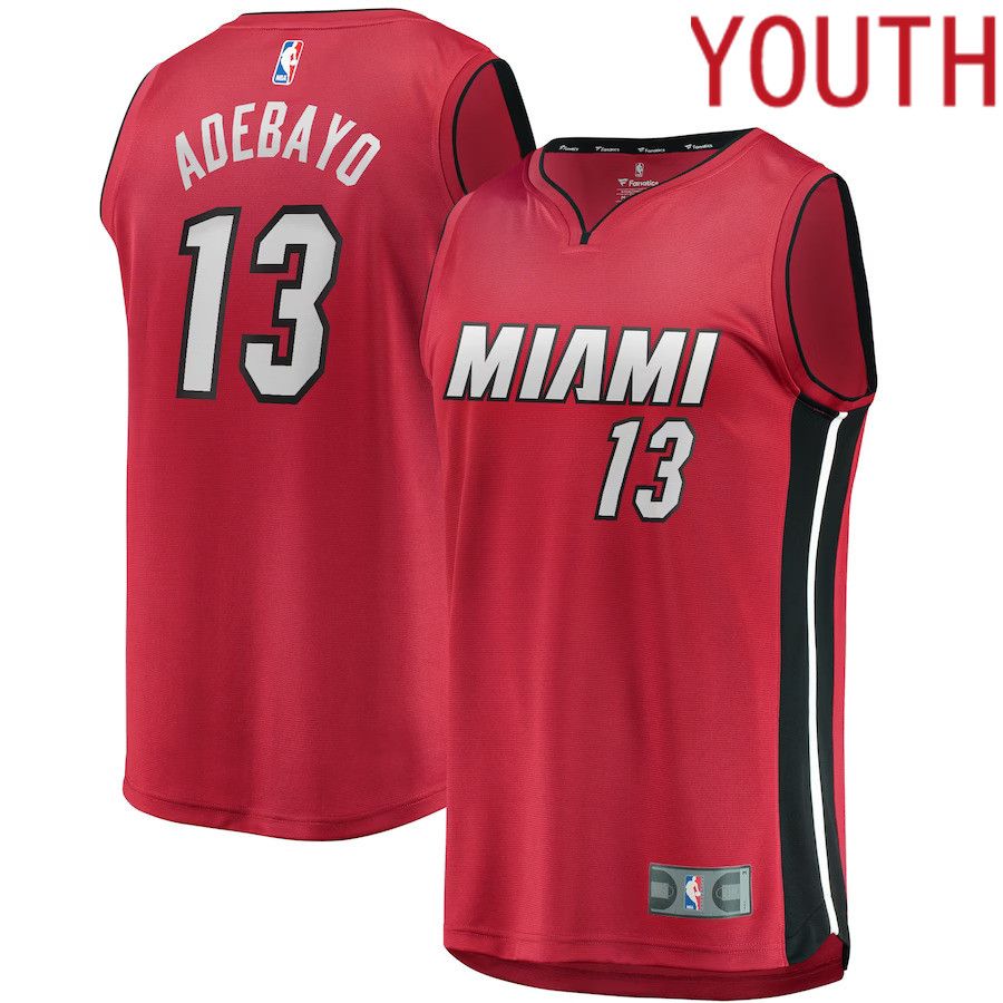 Youth Miami Heat #13 Bam Adebayo Fanatics Branded Red Fast Break Replica Player NBA Jersey